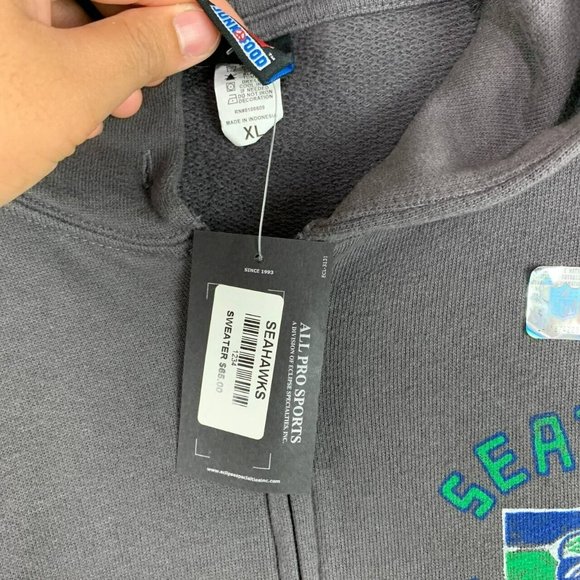Seattle Seahawks NFL XL Junk Food Pullover Hoodie Sweatshirt Gray New Mens - Picture 3 of 12